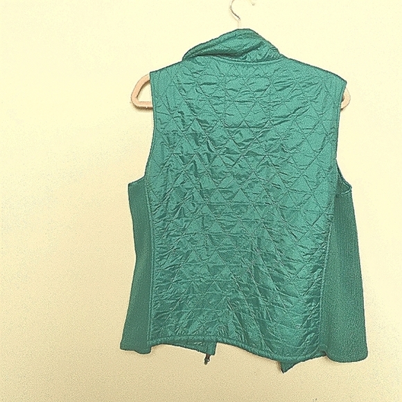L. L. Bean Blue Green Quilted Fleece Lined Full Zip Sleeveless Vest Size Large - Picture 3 of 16